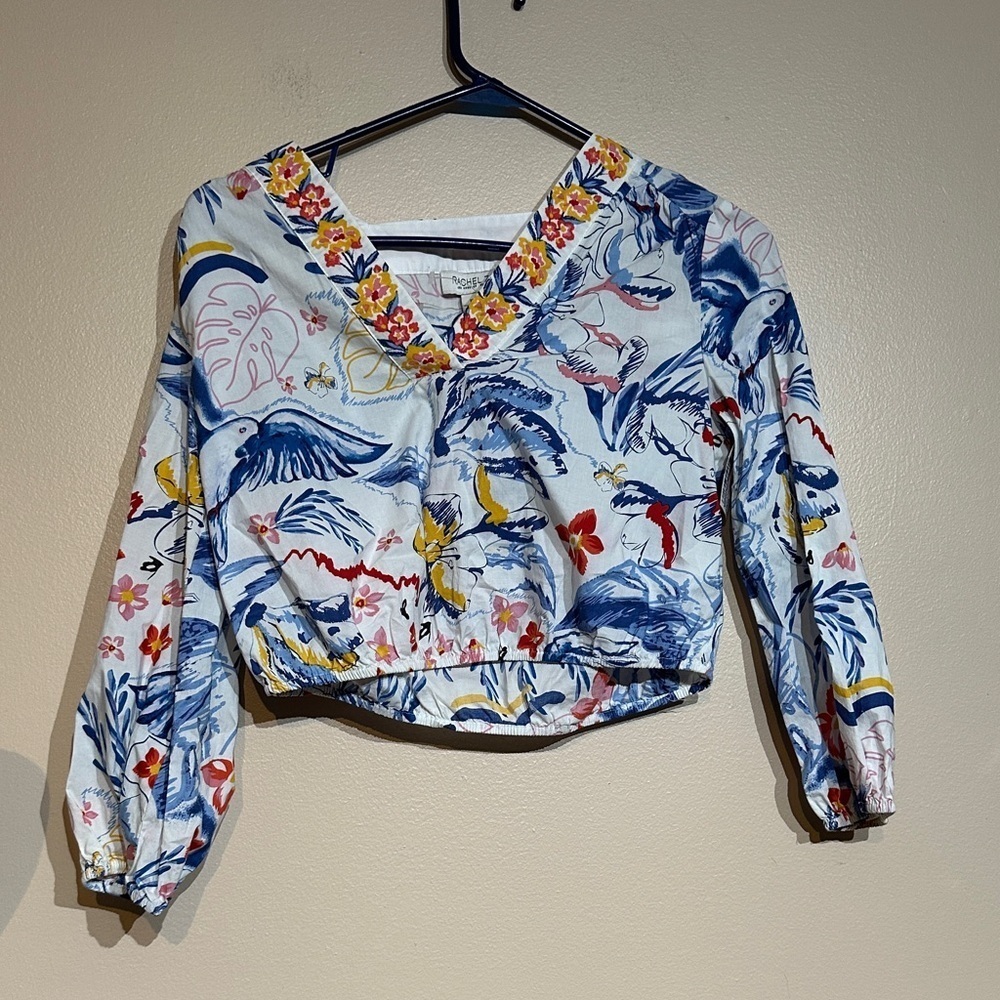 Rachel Zoe Multicolor Floral V-Neck Blouse